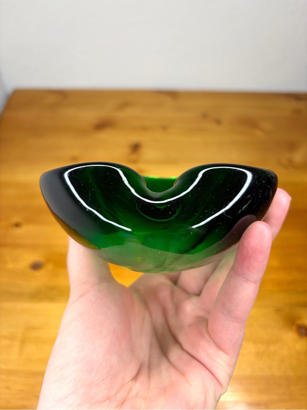 Vintage Murano Sommerso Pinched Green Ashtray Bubble Trinket Dish Italy - Picture 4 of 5